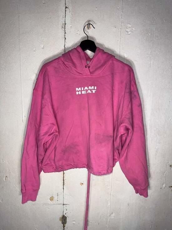 '47 Brand Tops - '47 Brand Miami Heat NBA Pink Acid Wash Cropped Pullover Hoodie Sz Large